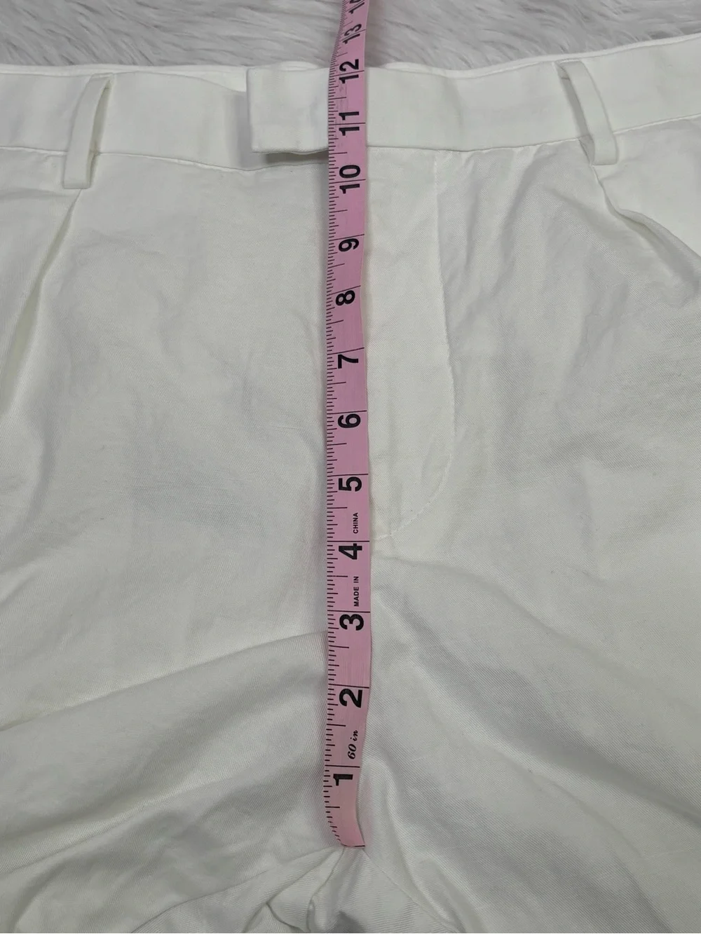 H&M Men’s Regular Fit White Cuffed Trousers Pants Size 38 Pleated 39x28” Slacks